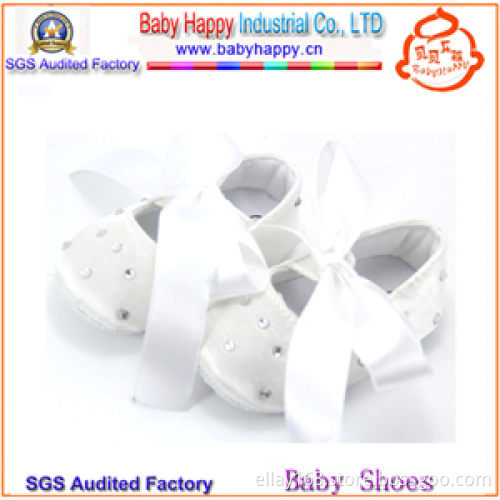Christening Rhinestone Satin Baby Shoes